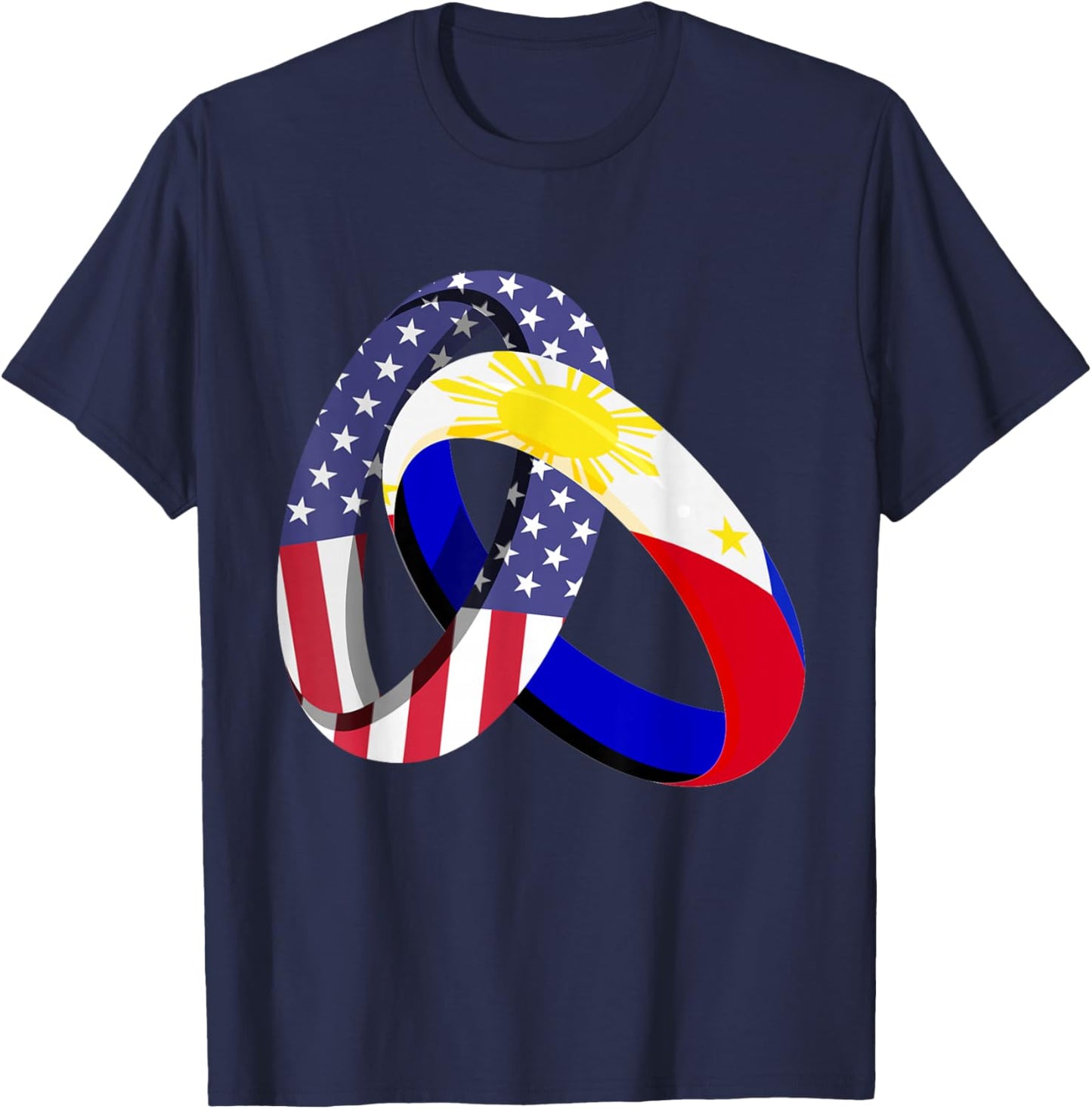 Philippines American Ring Heritage Month Filipino Flag T-Shirt - T-Shirt | Navy