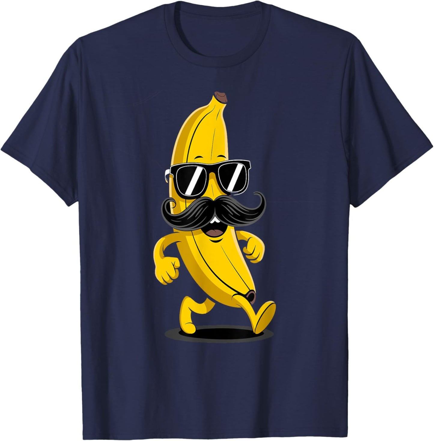 Banana Mustache Sunglasses Face Funny Fruit Cool Banana T-Shirt - T-Shirt | Navy
