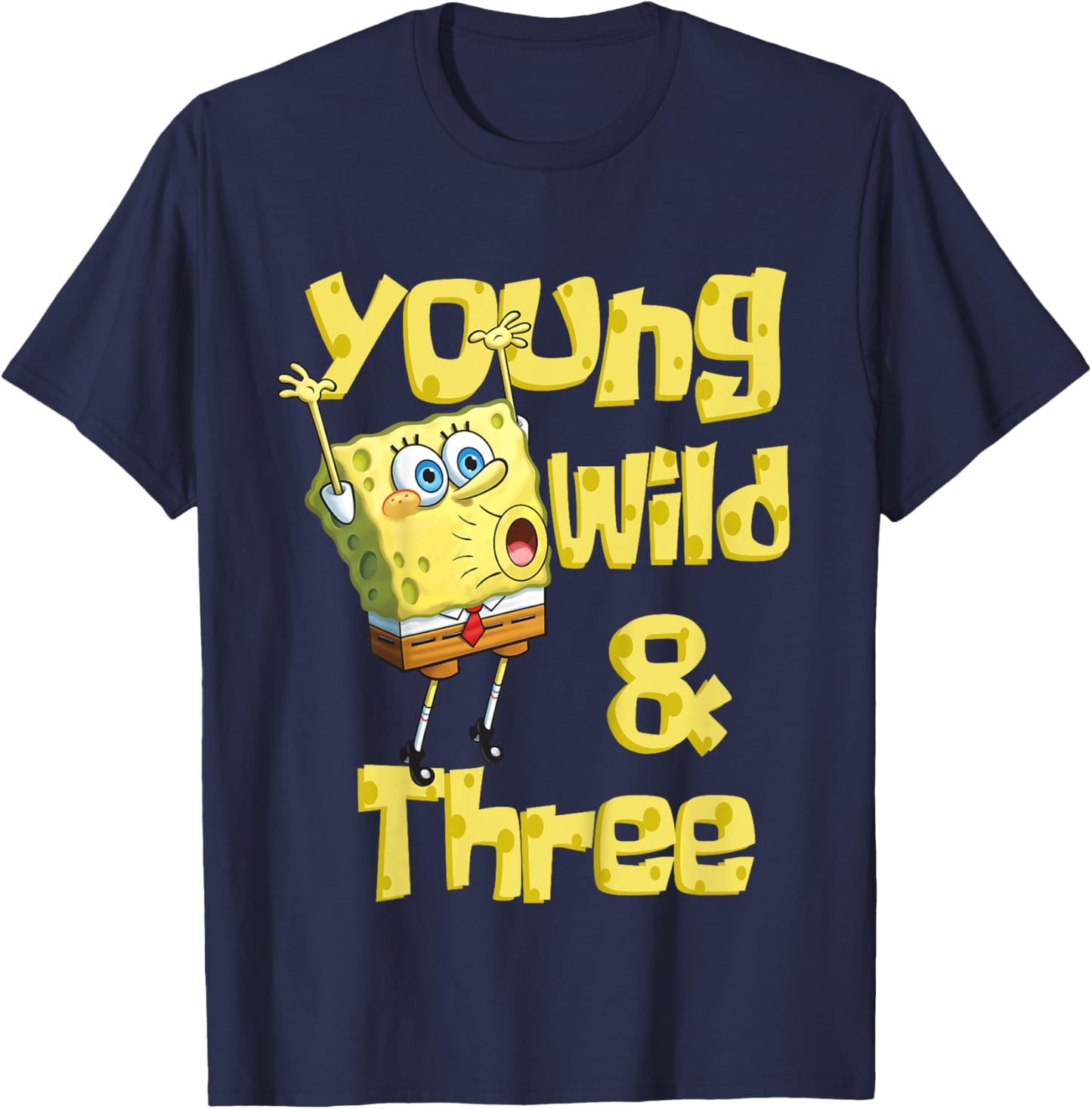 Mademark x SpongeBob SquarePants - Kids Young Wild & Three - 3rd Birthday T-Shirt - T-Shirt | Navy