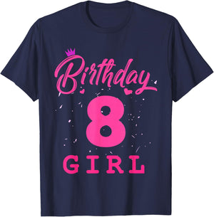 Happy Birthday Girls 8th Party 8 Years Old Bday T-Shirt - T-Shirt | Navy