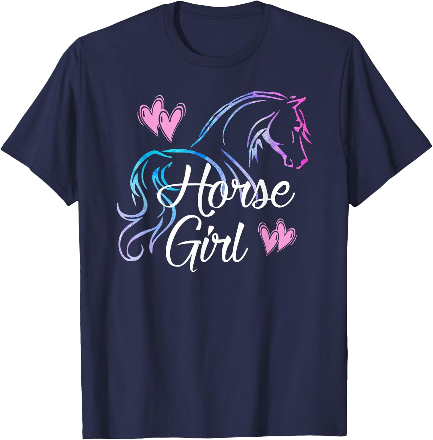 HORSE GIRL Equestrian Rider Teen Tween Kid Women Horse Lover T-Shirt - T-Shirt | Navy