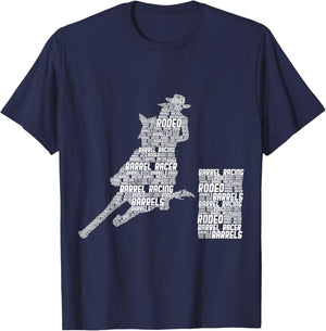 Barrel Racing Horse Barrel Racer Rodeo Cowgirl Girls Women T-Shirt - T-Shirt | Navy