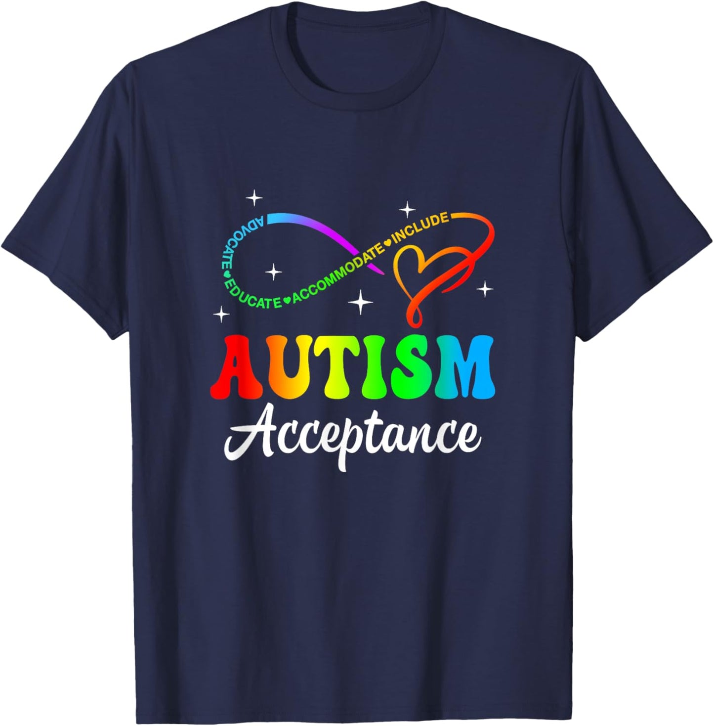 Autism Awareness Acceptance Infinity Symbol Men Women Kid T-Shirt - T-Shirt | Navy