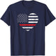 Firefighter Fireman Support - Thin Red Line Heart T-Shirt - T-Shirt | Navy
