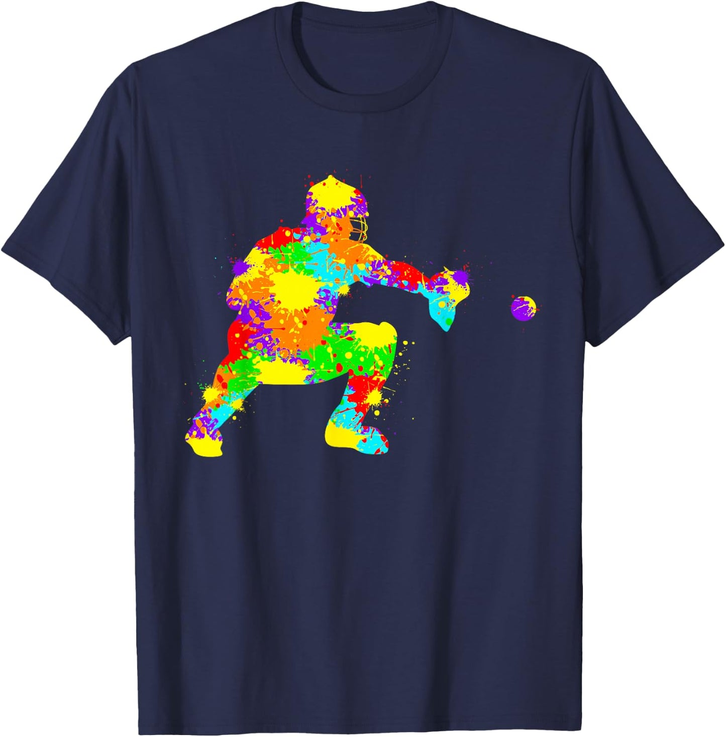 Baseball Catcher Player Kids Boys Youth T-Shirt - T-Shirt | Navy