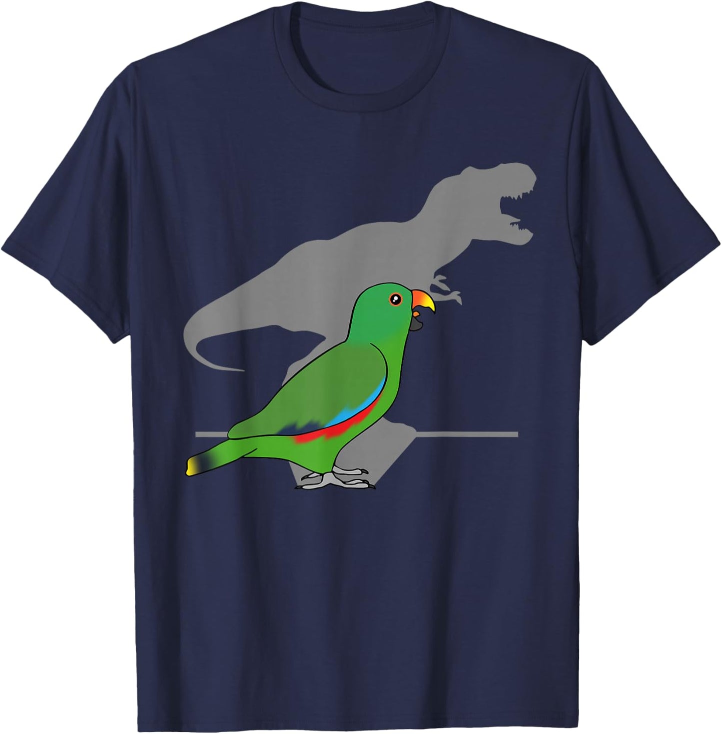 Funny T-rex Male Eclectus, Green dinosaur Parrot, Birb memes T-Shirt - T-Shirt | Navy