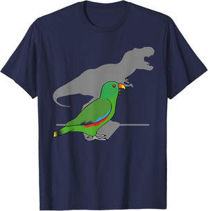 Funny T-rex Male Eclectus, Green dinosaur Parrot, Birb memes T-Shirt - T-Shirt | Navy