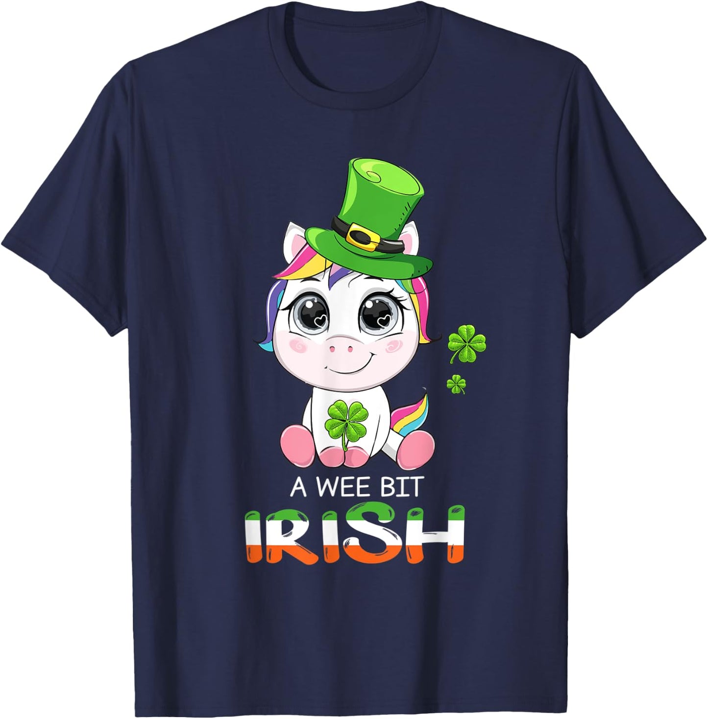 Unicorn A Wee Bit Irish Green For Patrick’s Day Lover T-Shirt - T-Shirt | Navy