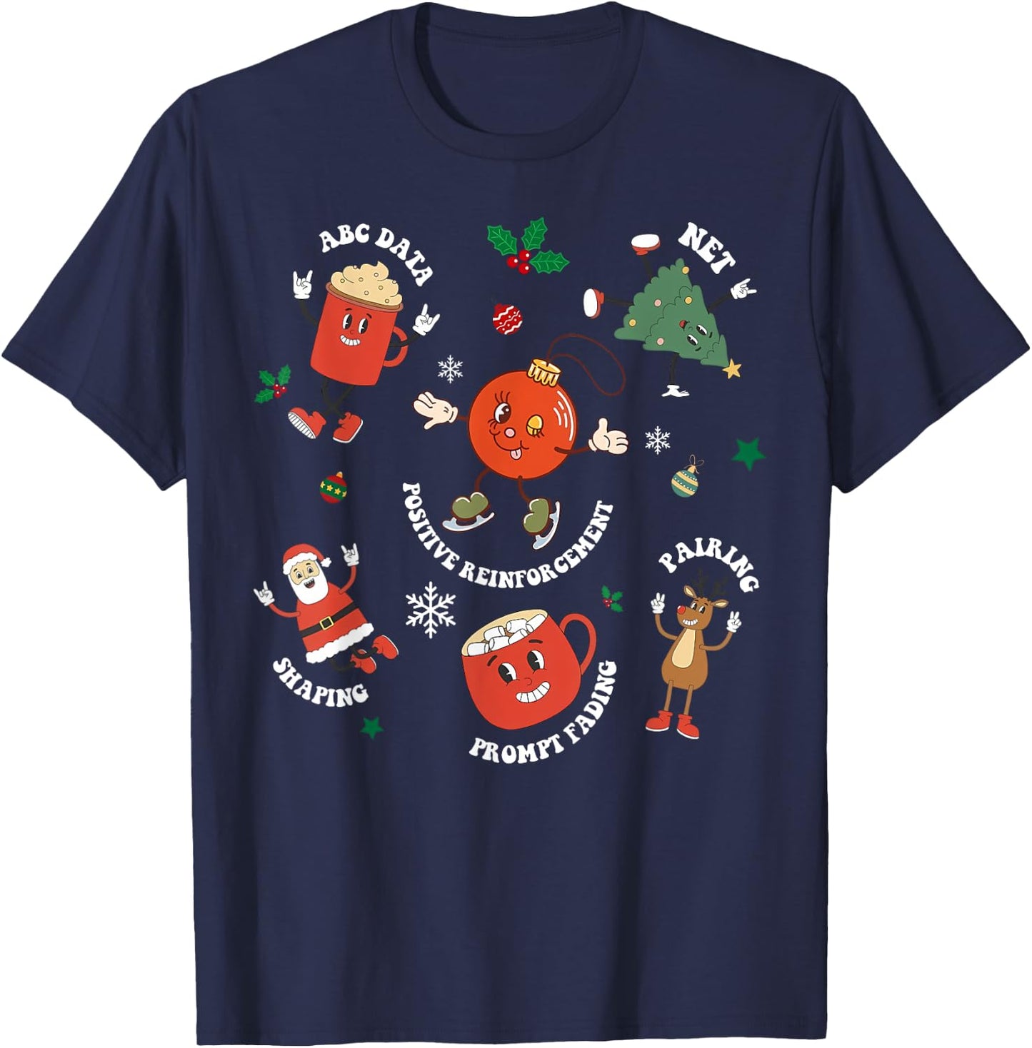 Christmas Behavior Therapist ABA Squad Behavior Analyst T-Shirt - T-Shirt | Navy