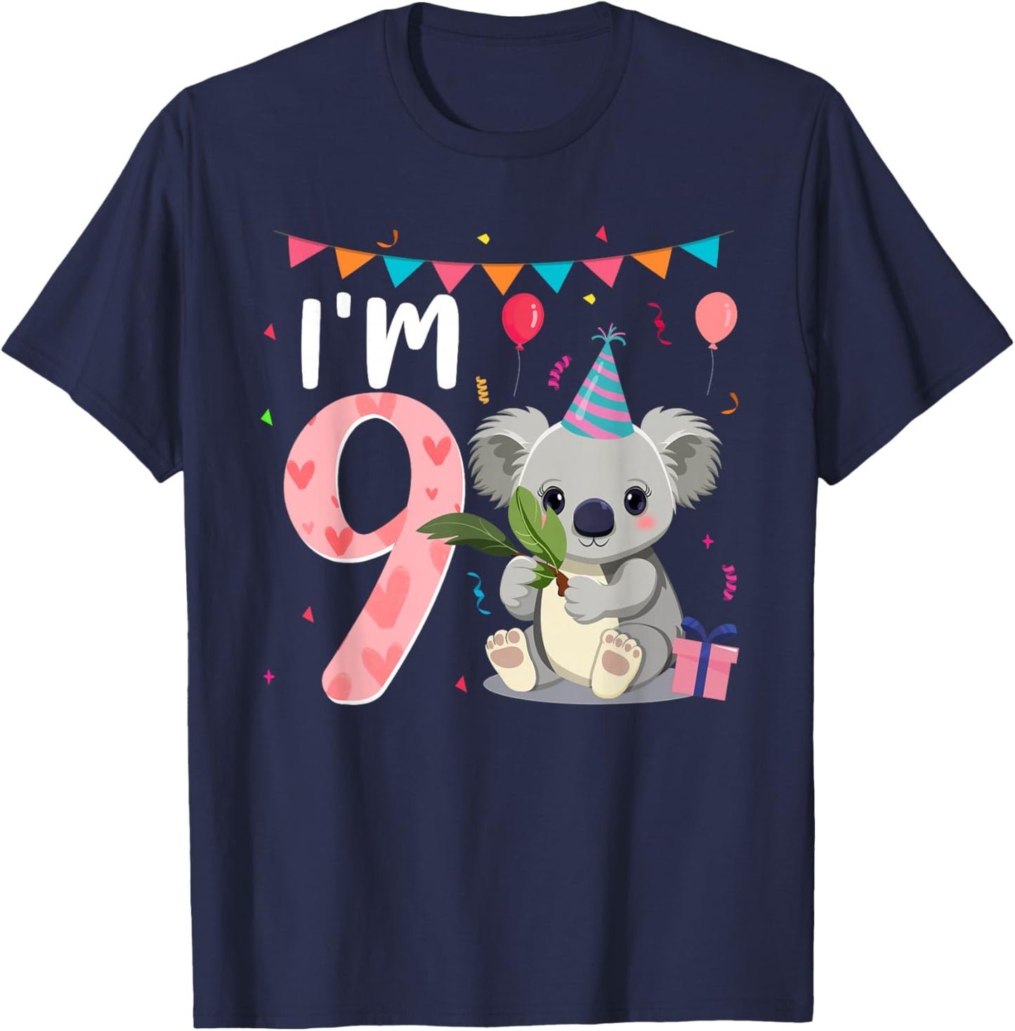 9th Birthday Girl Koala Bear 9 Year Old T-Shirt - T-Shirt | Navy
