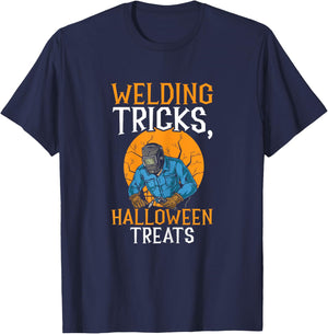 Welding Tricks Halloween Treats Spooky Welder Halloween T-Shirt - T-Shirt | Navy