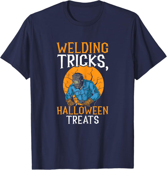 Welding Tricks Halloween Treats Spooky Welder Halloween T-Shirt - T-Shirt | Navy