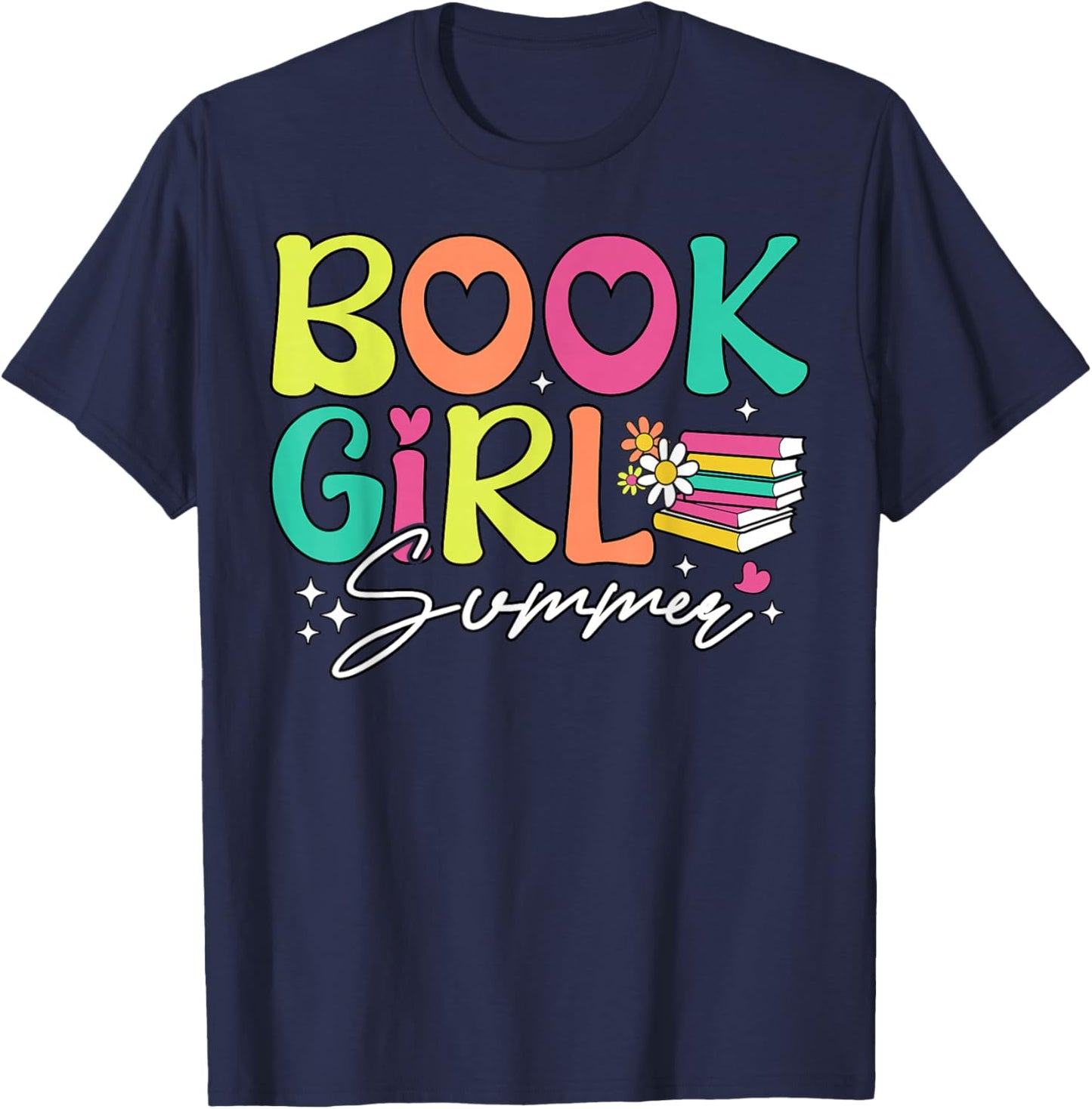 Groovy Book Girl Summer Books Reading Bookish Beach Women T-Shirt - T-Shirt | Navy