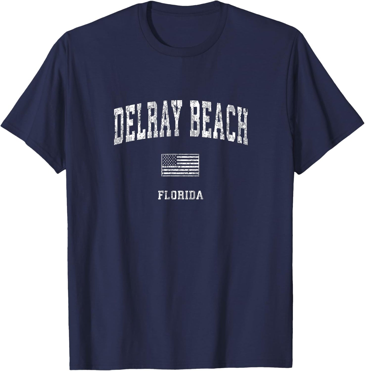 Delray Beach Florida FL Vintage American Flag T-Shirt - T-Shirt | Navy