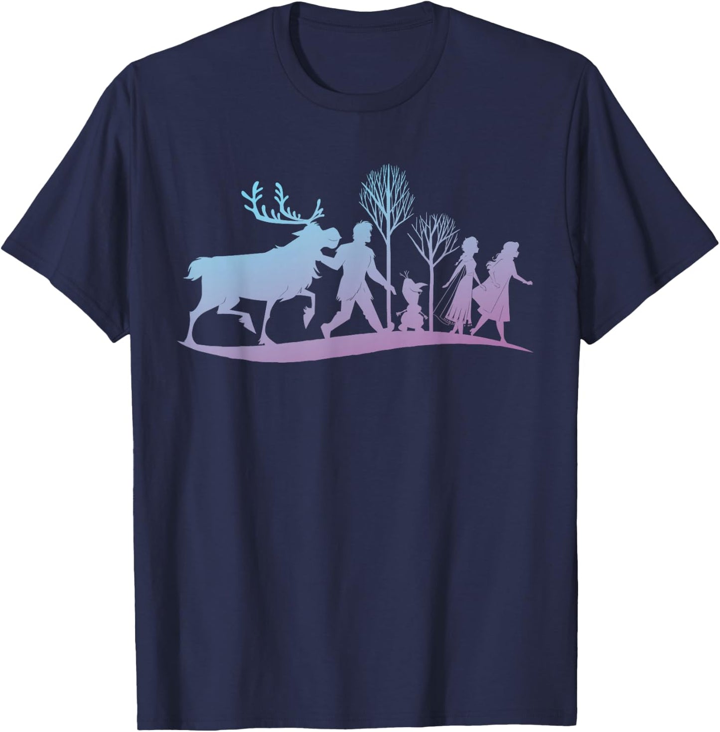 Disney Frozen 2 Characters Gradient Silhouette T-Shirt - T-Shirt | Navy