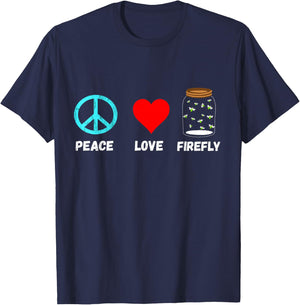 Firefly Peace Love Fireflies in A Jar Lightning Bugs T-Shirt - T-Shirt | Navy