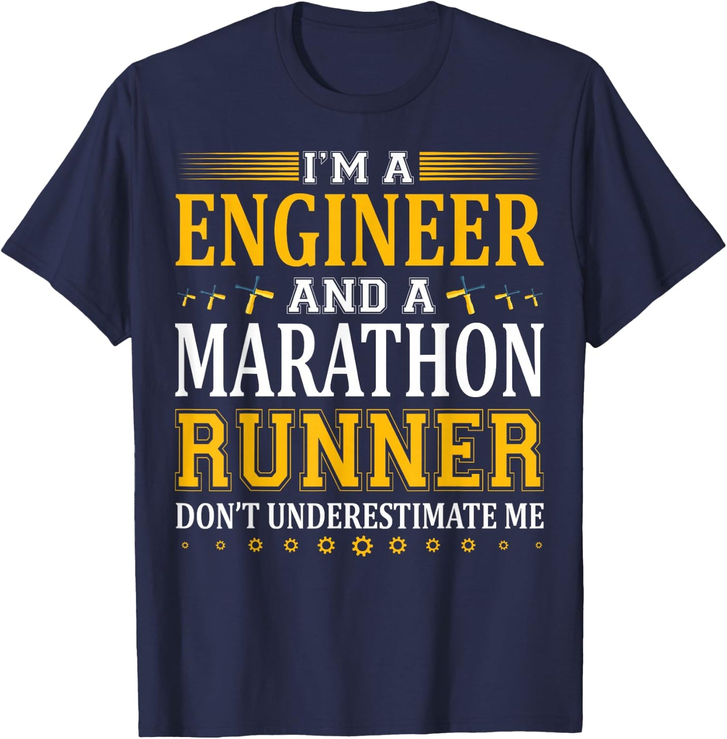 Marathon Runner Engineer Running Design Marathon Race Gift T-Shirt - T-Shirt | Navy