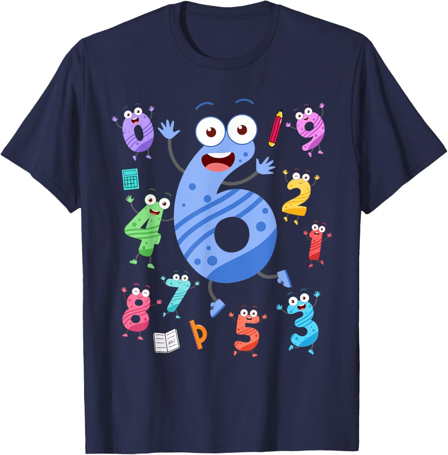 Maths Day Number Costume With Number 6 Idea For Kids Number T-Shirt - T-Shirt | Navy