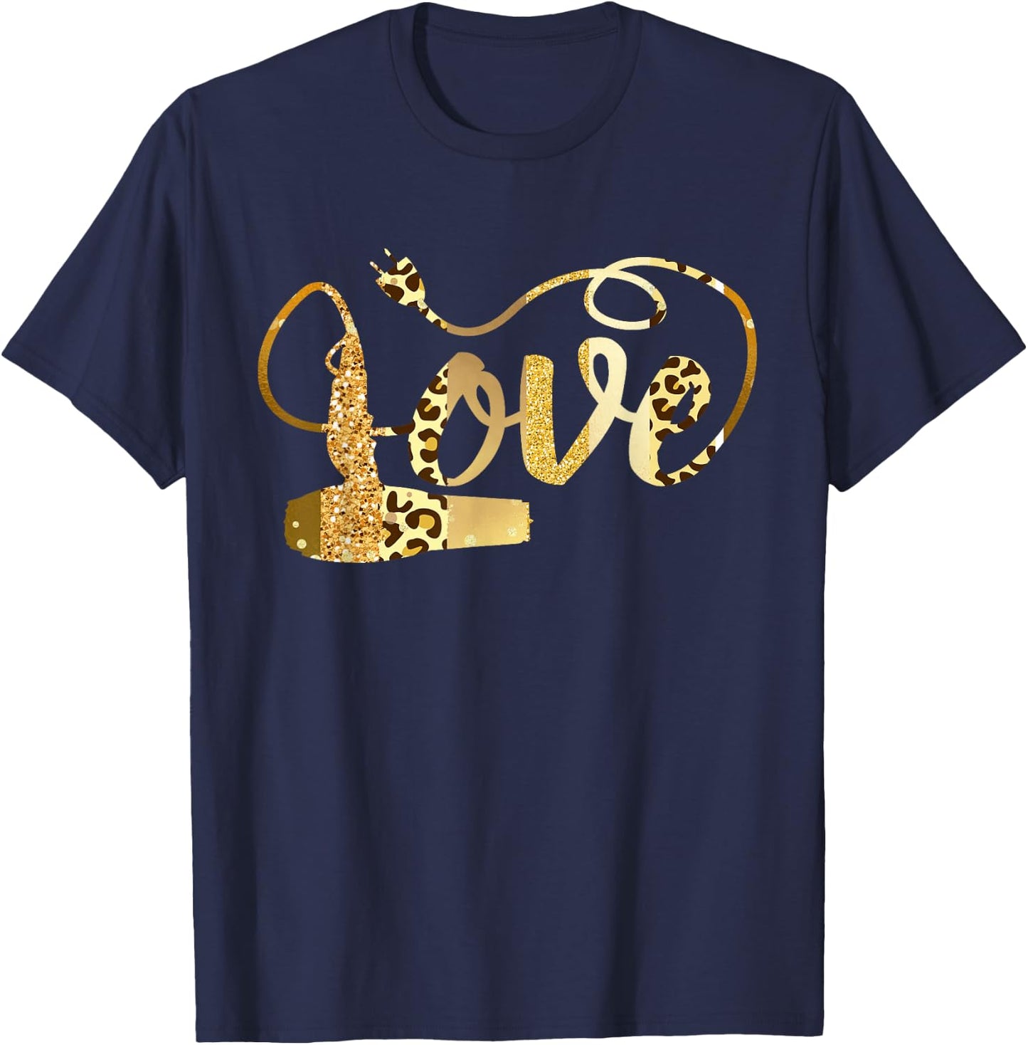 Hair Stylist LOVE Valentine Hairdresser Leopard Animal Print T-Shirt - T-Shirt | Navy