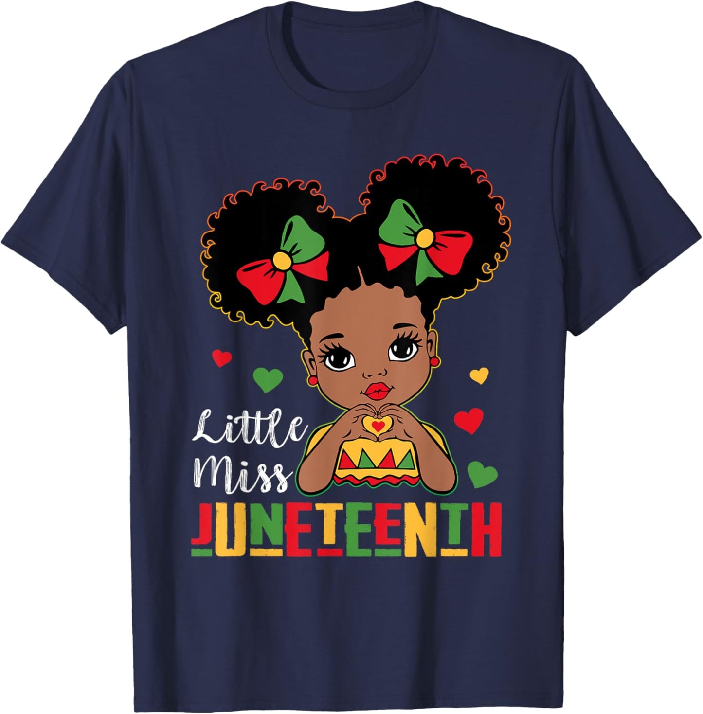 Little Miss Juneteenth Shirt Girl Toddler Black History Kids T-Shirt - T-Shirt | Navy