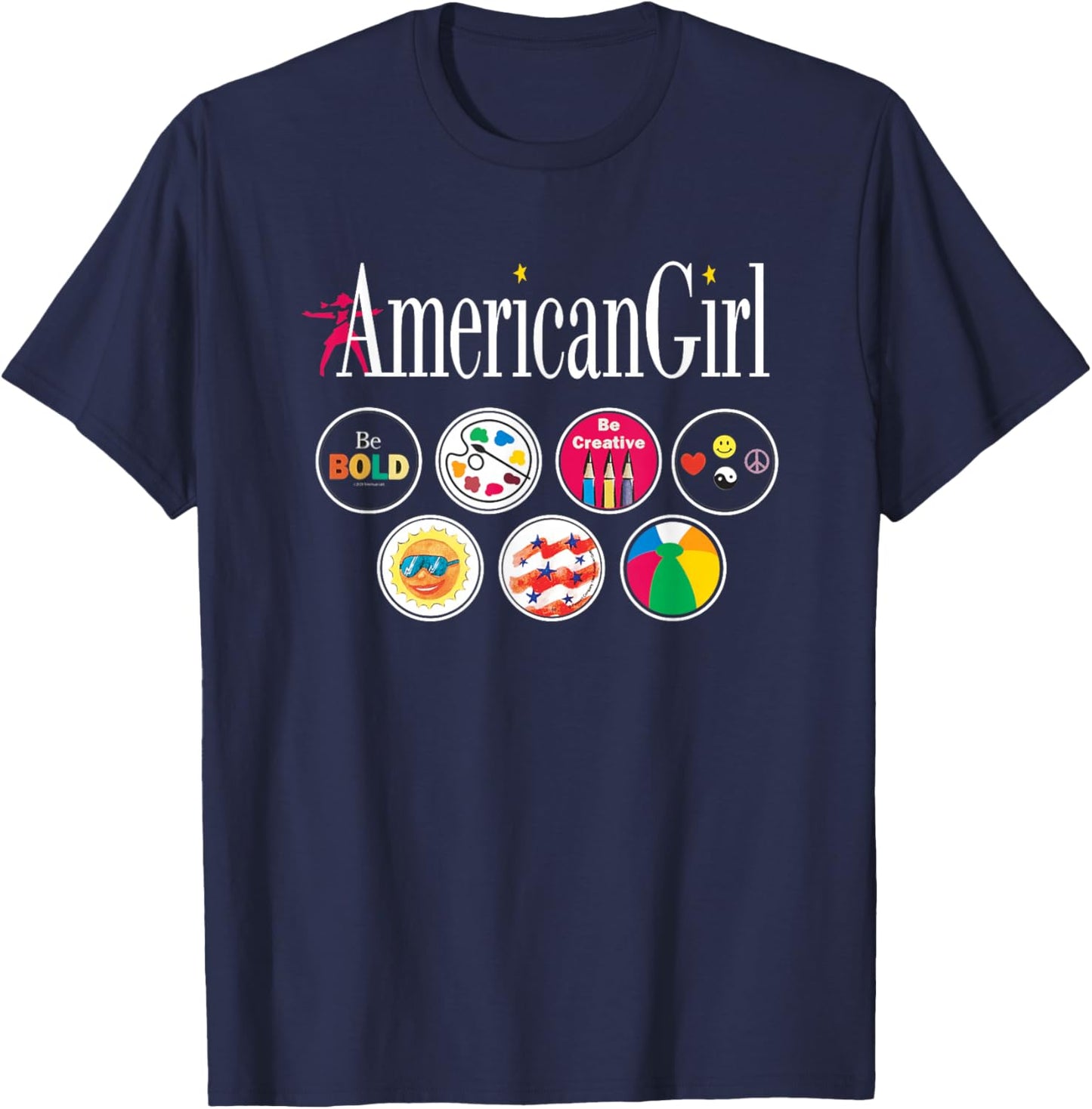 American Girl - Logo & Grin Pins T-Shirt - T-Shirt | Navy