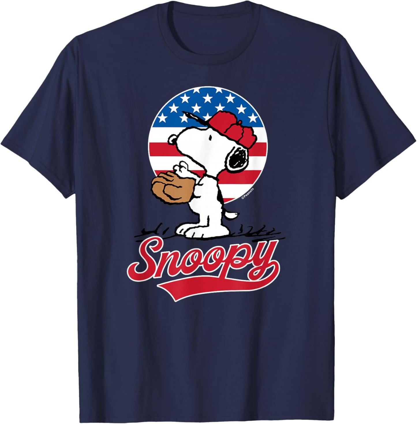 Peanuts - Snoopy Americana Baseball T-Shirt - T-Shirt | Navy