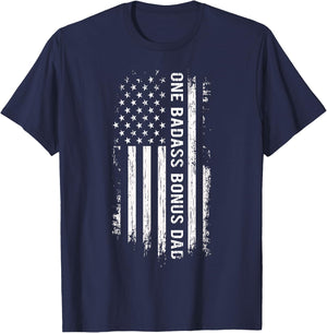 Step Dad Fathers Day - One Badass Bonus Dad T-Shirt - T-Shirt | Navy