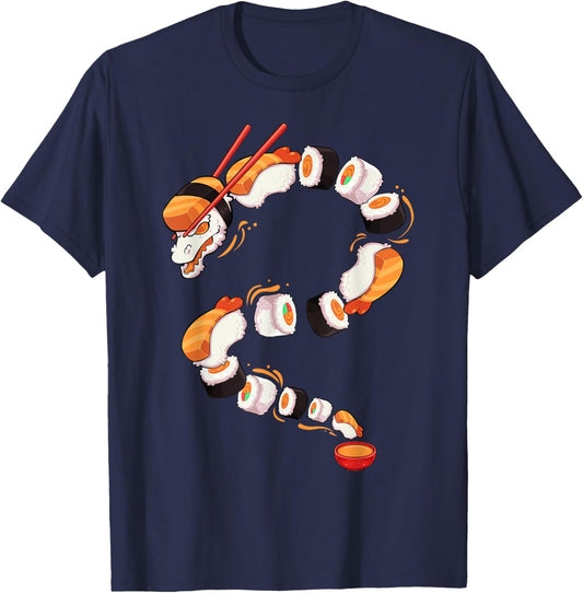 Sushi Dragon Roll Japanese Food Kawaii Dragon Anime Sushi T-Shirt - T-Shirt | Navy