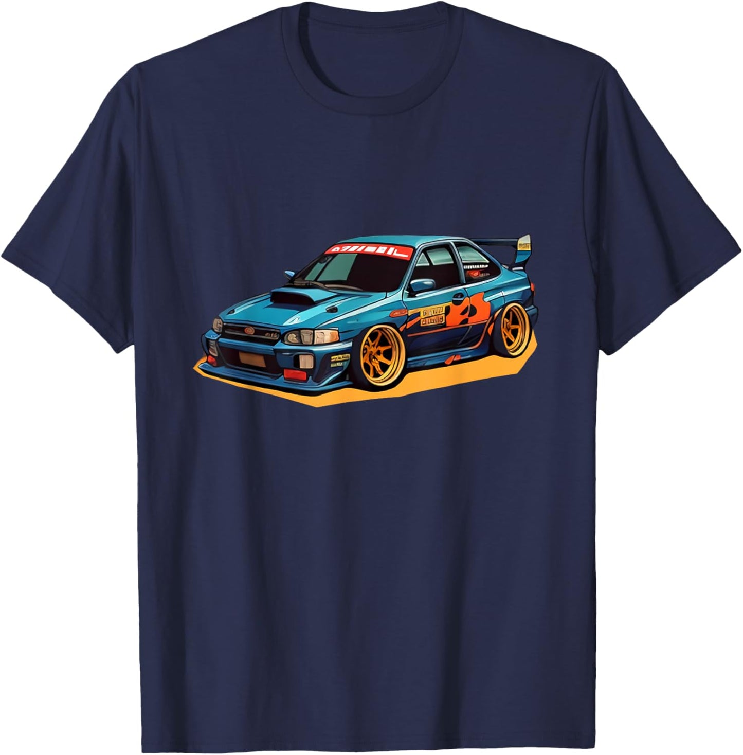 Sports Car Drift 90s Retro Cartoon Japanese T-Shirt - T-Shirt | Navy