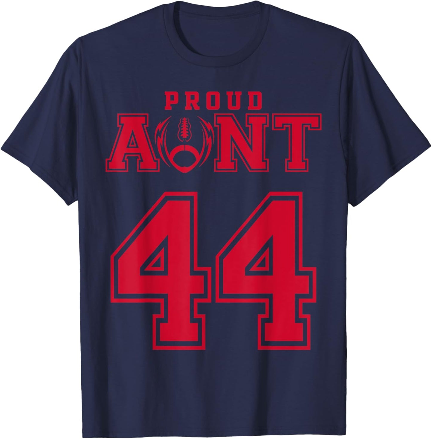 Custom Proud Football Aunt Number 44 R Personalized T-Shirt - T-Shirt | Navy