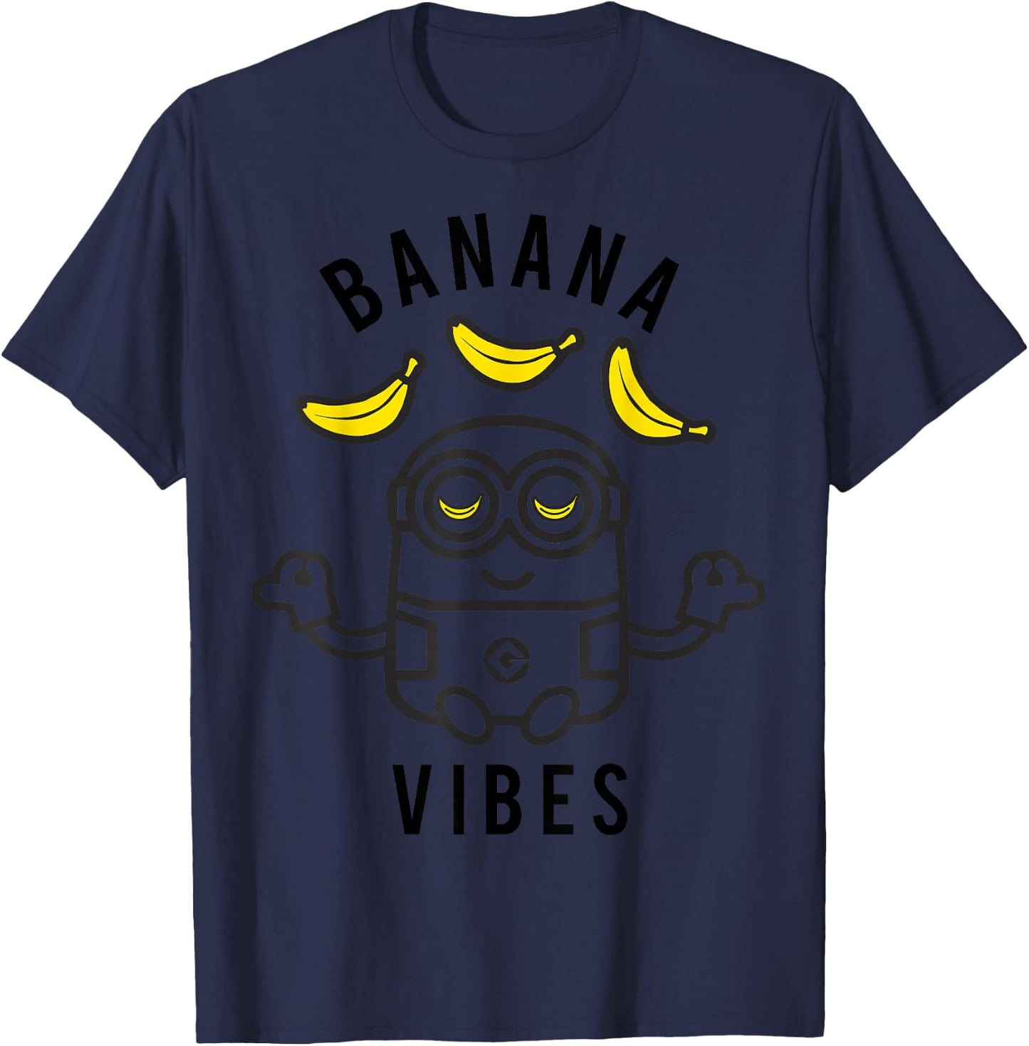 Despicable Me Minions Banana Vibes Meditation Minion Sketch T-Shirt - T-Shirt | Navy