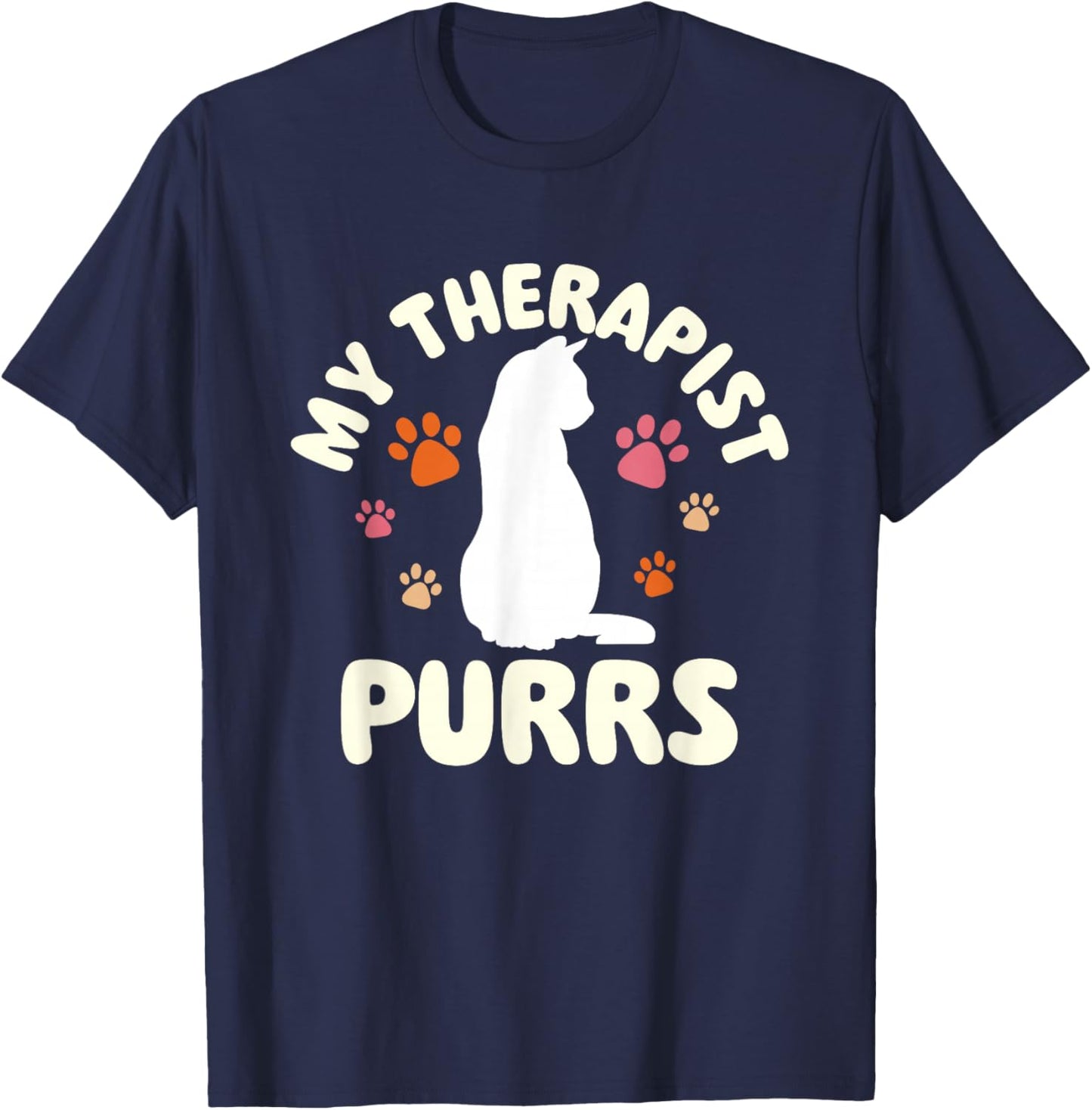 My Therapist Purrs - Cat Lover Kitten Owner Kitty Women T-Shirt - T-Shirt | Navy