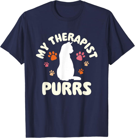 My Therapist Purrs - Cat Lover Kitten Owner Kitty Women T-Shirt - T-Shirt | Navy