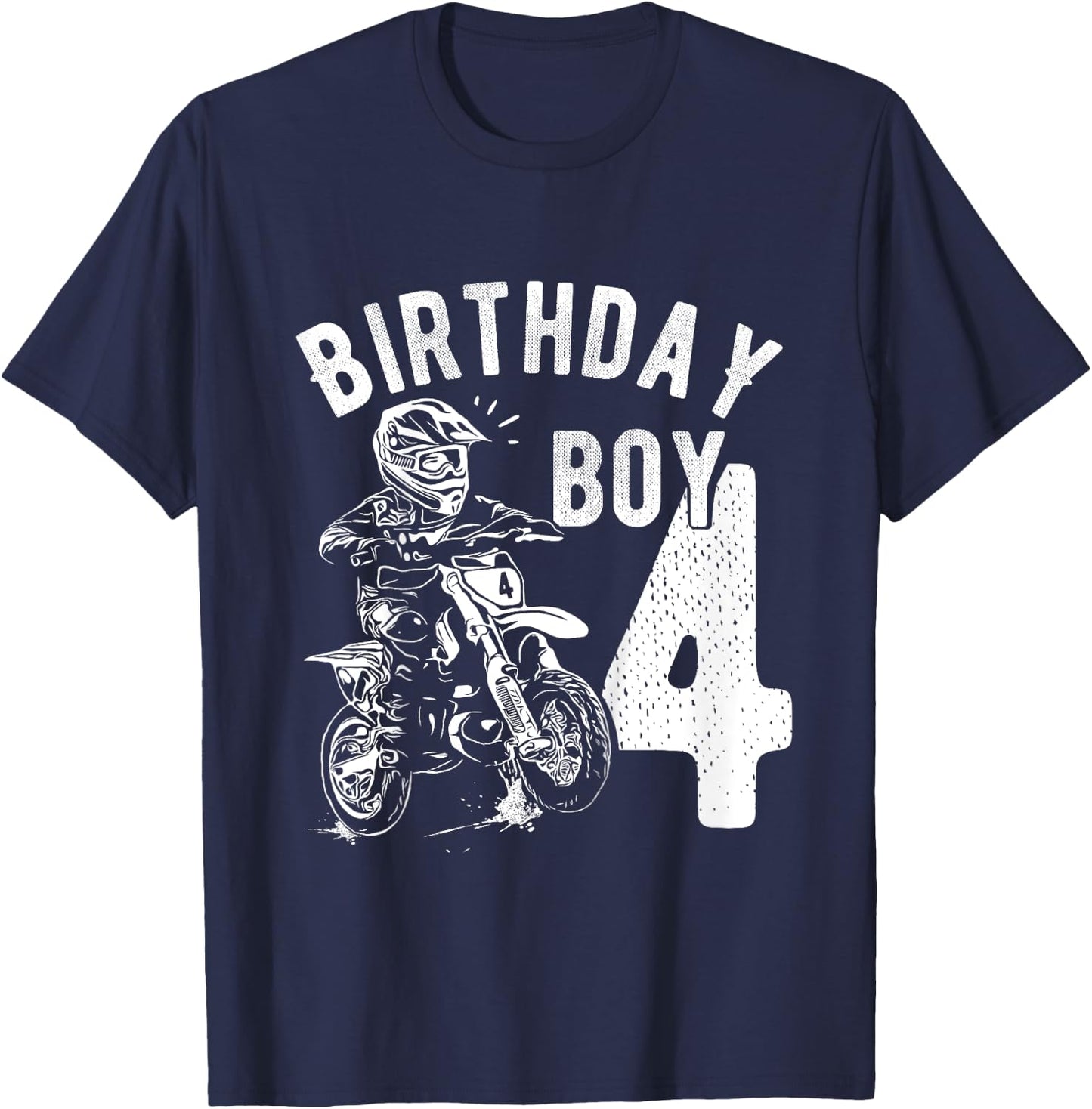 Kids 4 years old kid - Birthday boy - Dirt bike - Motorcycle T-Shirt - T-Shirt | Navy