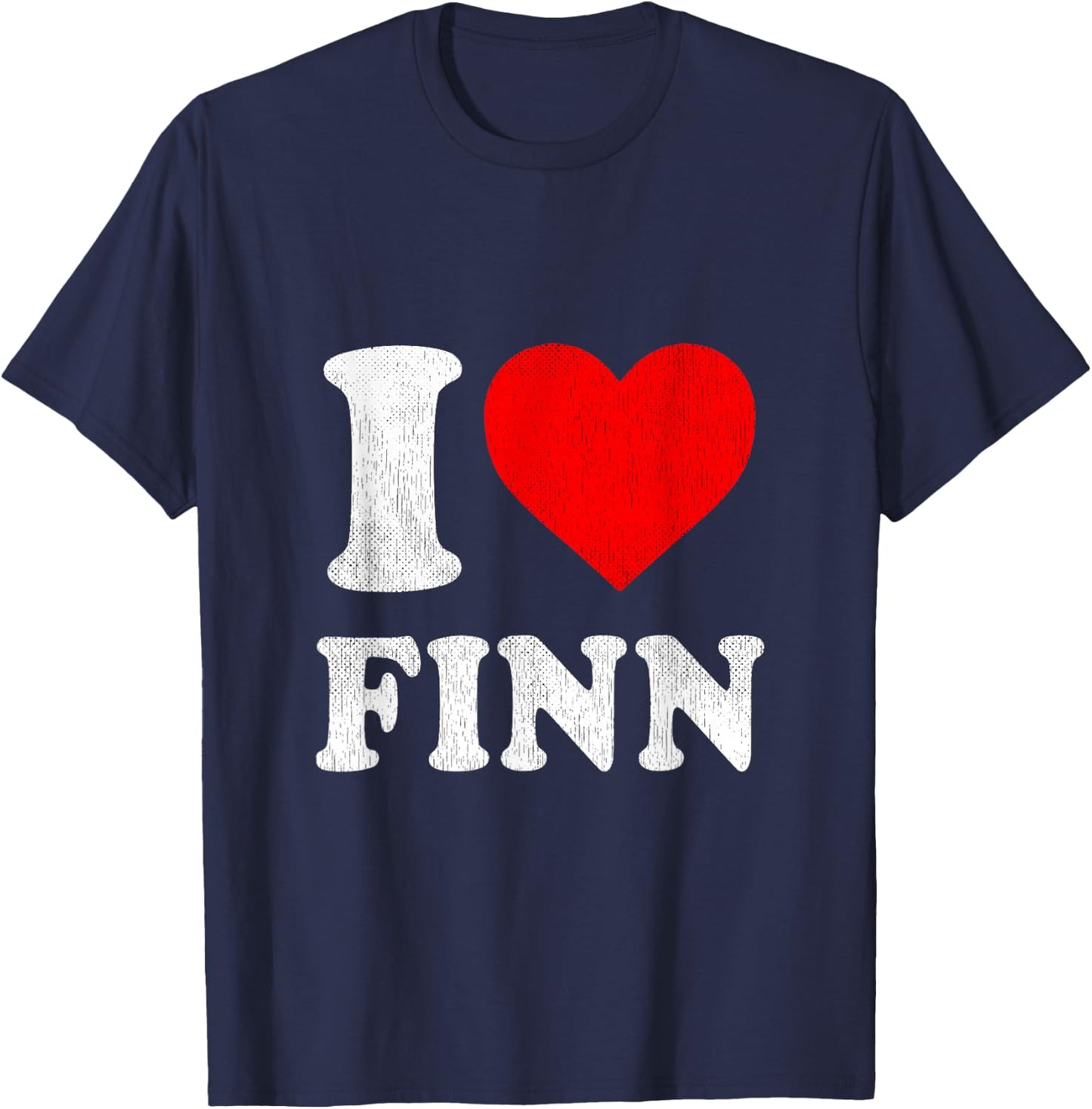 I Heart Finn Merch Distressed I Love Finn T-Shirt - T-Shirt | Navy