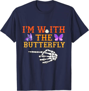 I'm With Butterfly Halloween Costume Couples Matching T-Shirt - T-Shirt | Navy