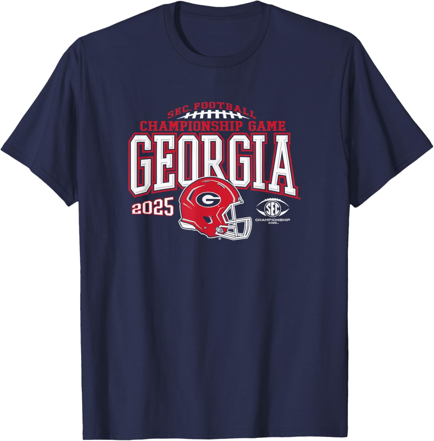 Georgia Bulldogs SEC Championship 2025 Football Black T-Shirt - T-Shirt | Navy