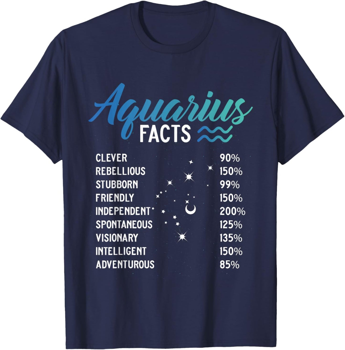 Aquarius Facts February Birthday Zodiac Gifts Aquarious Girl T-Shirt - T-Shirt | Navy