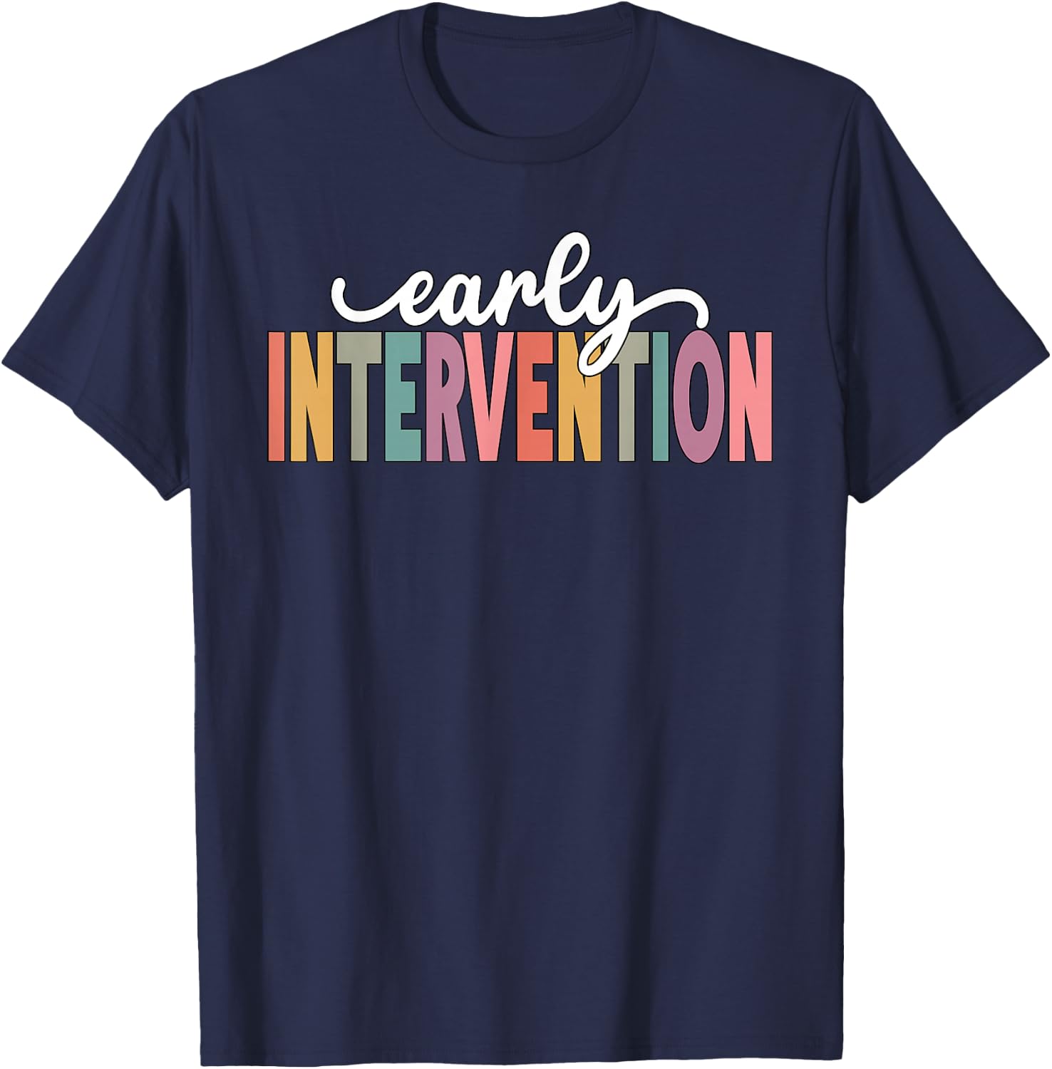 Retro Early Intervention Teacher School Support Specialist T-Shirt - T-Shirt | Navy