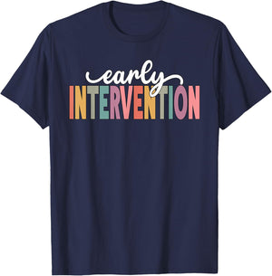Retro Early Intervention Teacher School Support Specialist T-Shirt - T-Shirt | Navy