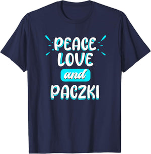 Peace Love and Paczki Peace Sign Donut Polish Food Doughnut T-Shirt - T-Shirt | Navy