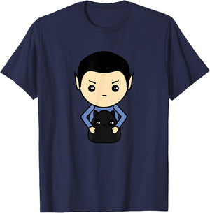 Star Trek: The Original Series Spock With Cat Kawaii T-Shirt - T-Shirt | Navy