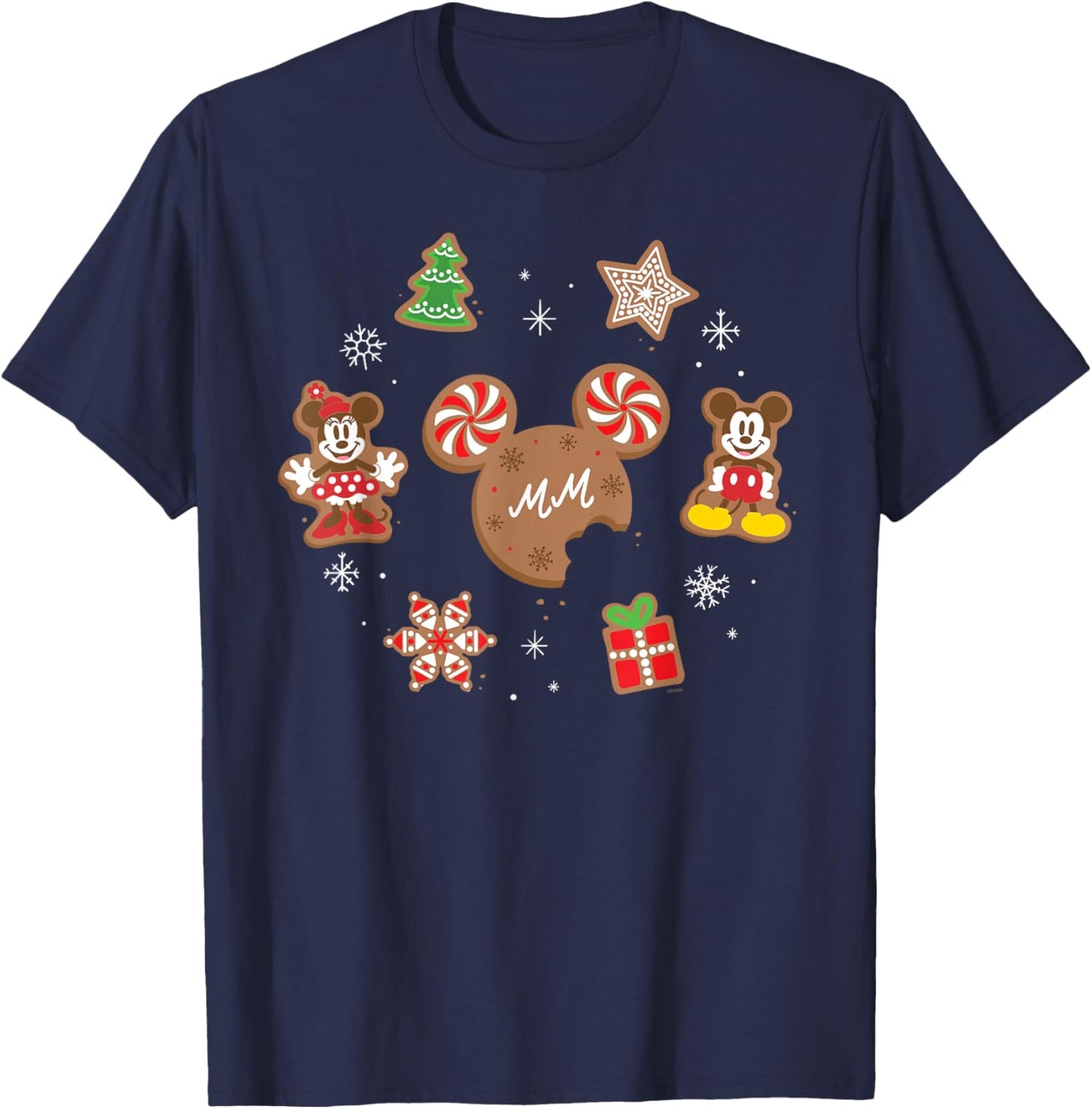 Disney Mickey & Minnie Christmas Holiday Gingerbread Cookies T-Shirt - T-Shirt | Navy