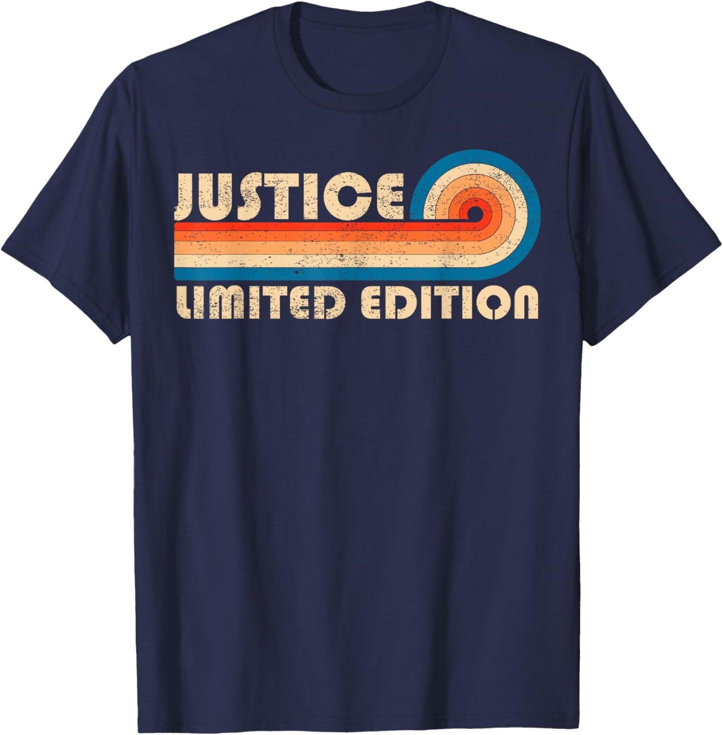 JUSTICE Retro 70s 80s Sunset Stripe T-Shirt - T-Shirt | Navy