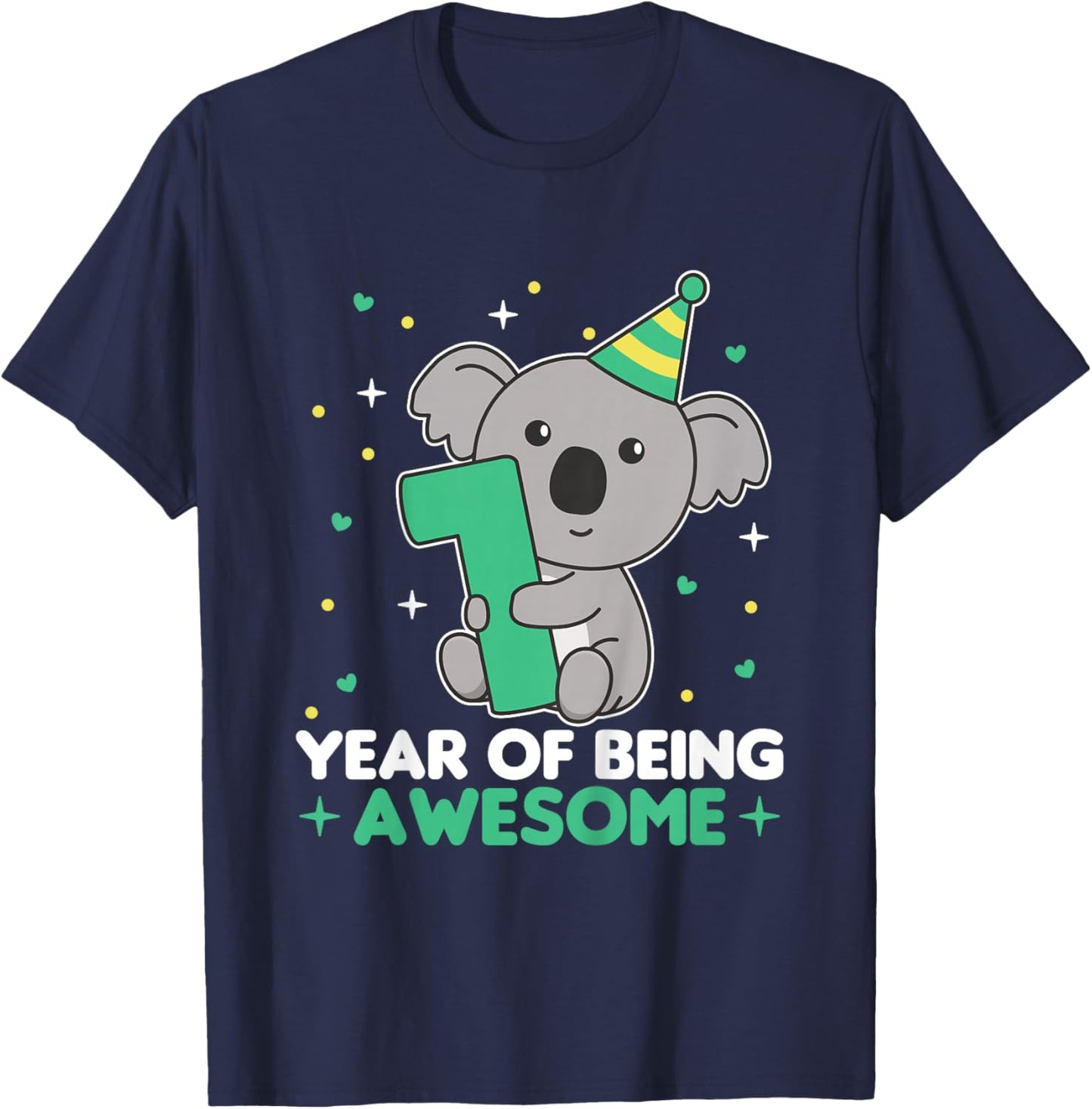 Koala 1st Birthday For Kids One Year Old Koala T-Shirt - T-Shirt | Navy