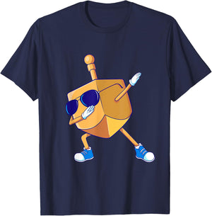 Dabbing Dreidel Hanukkah Dancing Chanukah Kids Girls Boys T-Shirt - T-Shirt | Navy