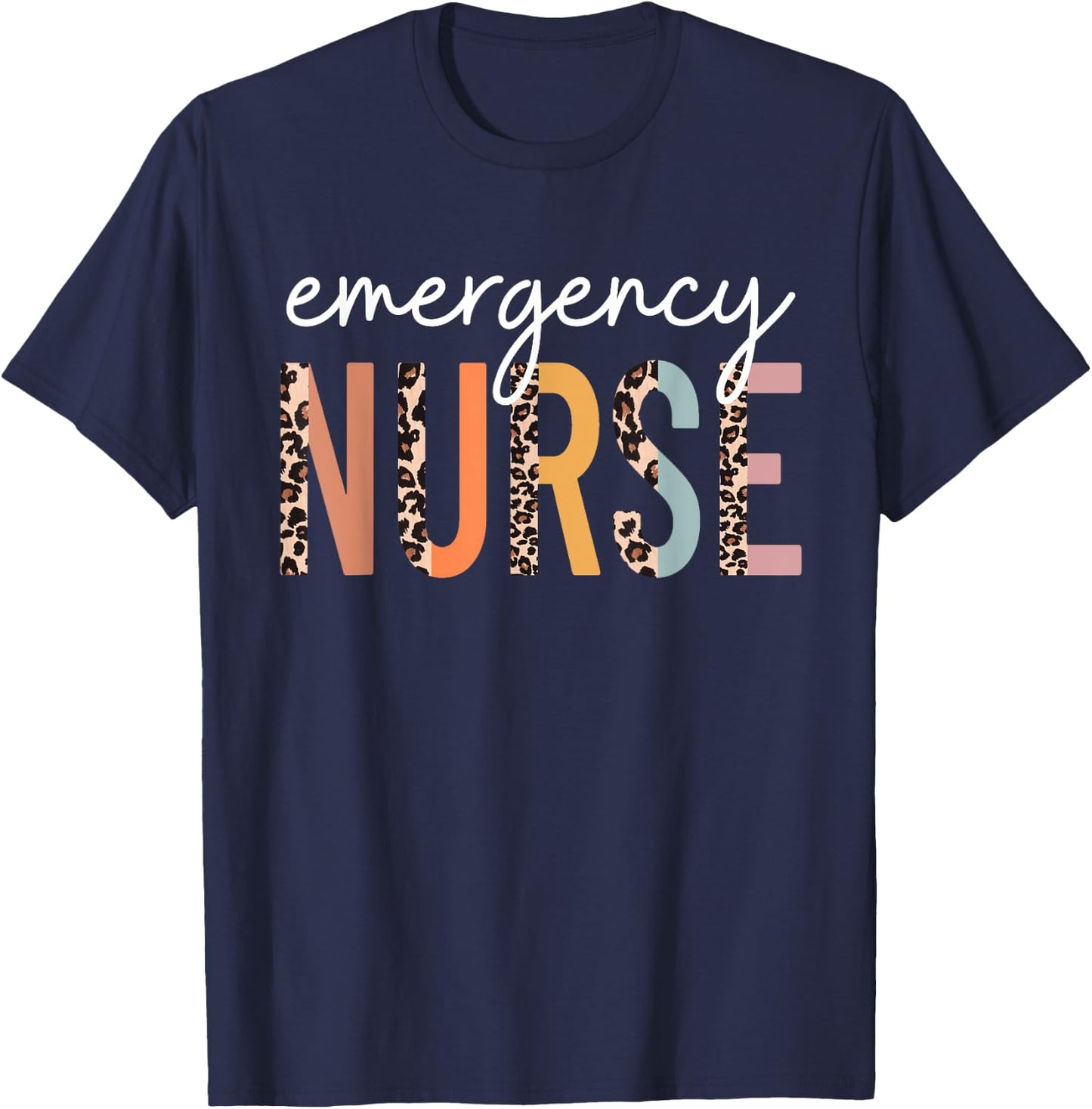 Emergency Nurse Leopard Of ER Nurse Nursing School Women T-Shirt - T-Shirt | Navy