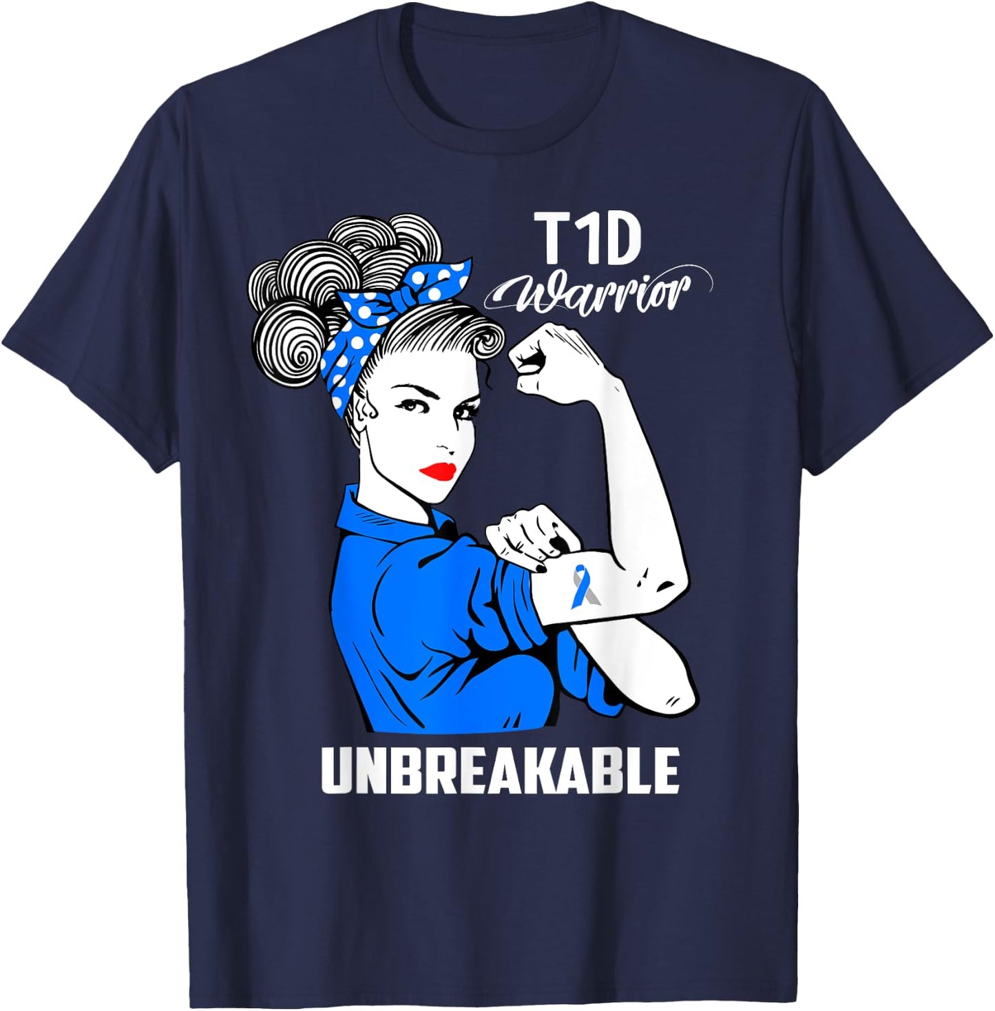 T1D Type 1 diabetes Awareness Type 1 Diabetes Gift T-Shirt - T-Shirt | Navy