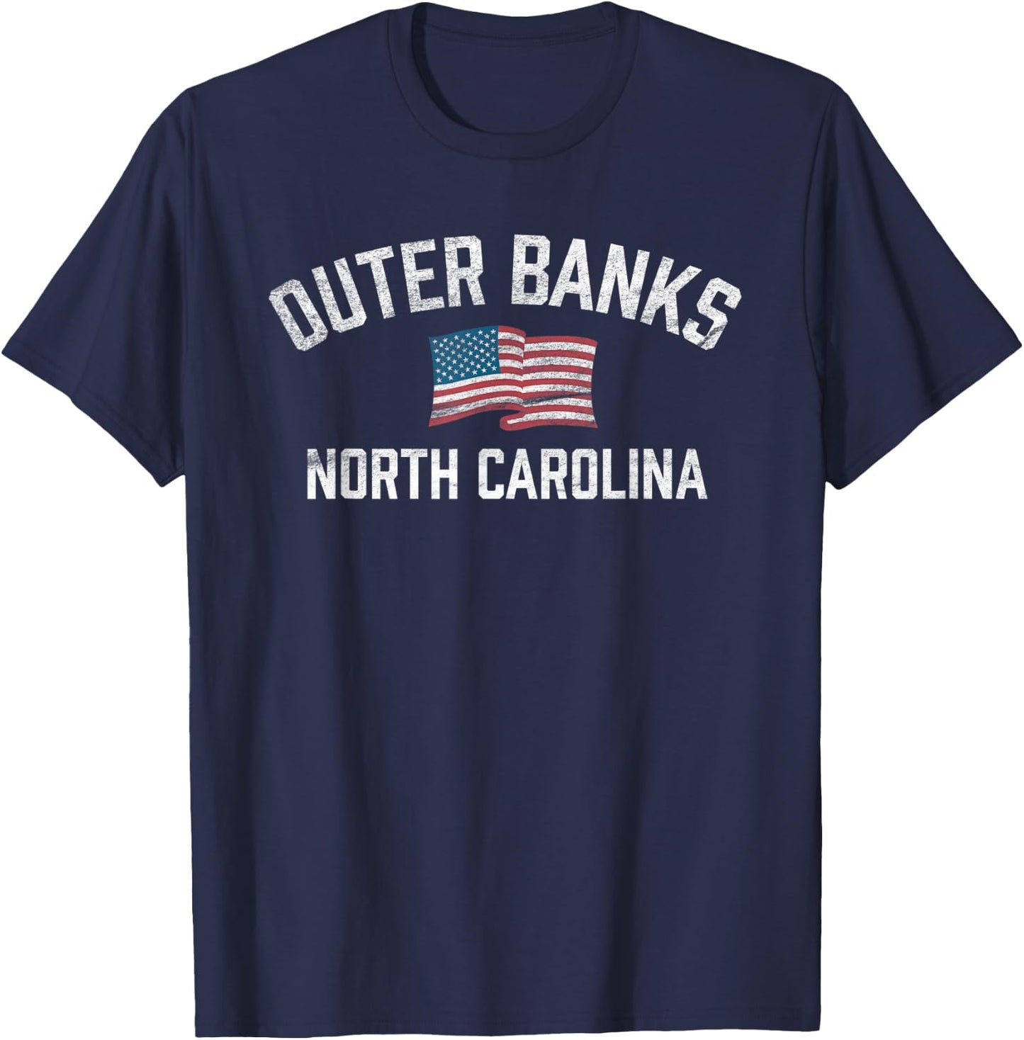 Outer Banks OBX North Carolina NC USA Flag White Vintage T-Shirt - T-Shirt | Navy
