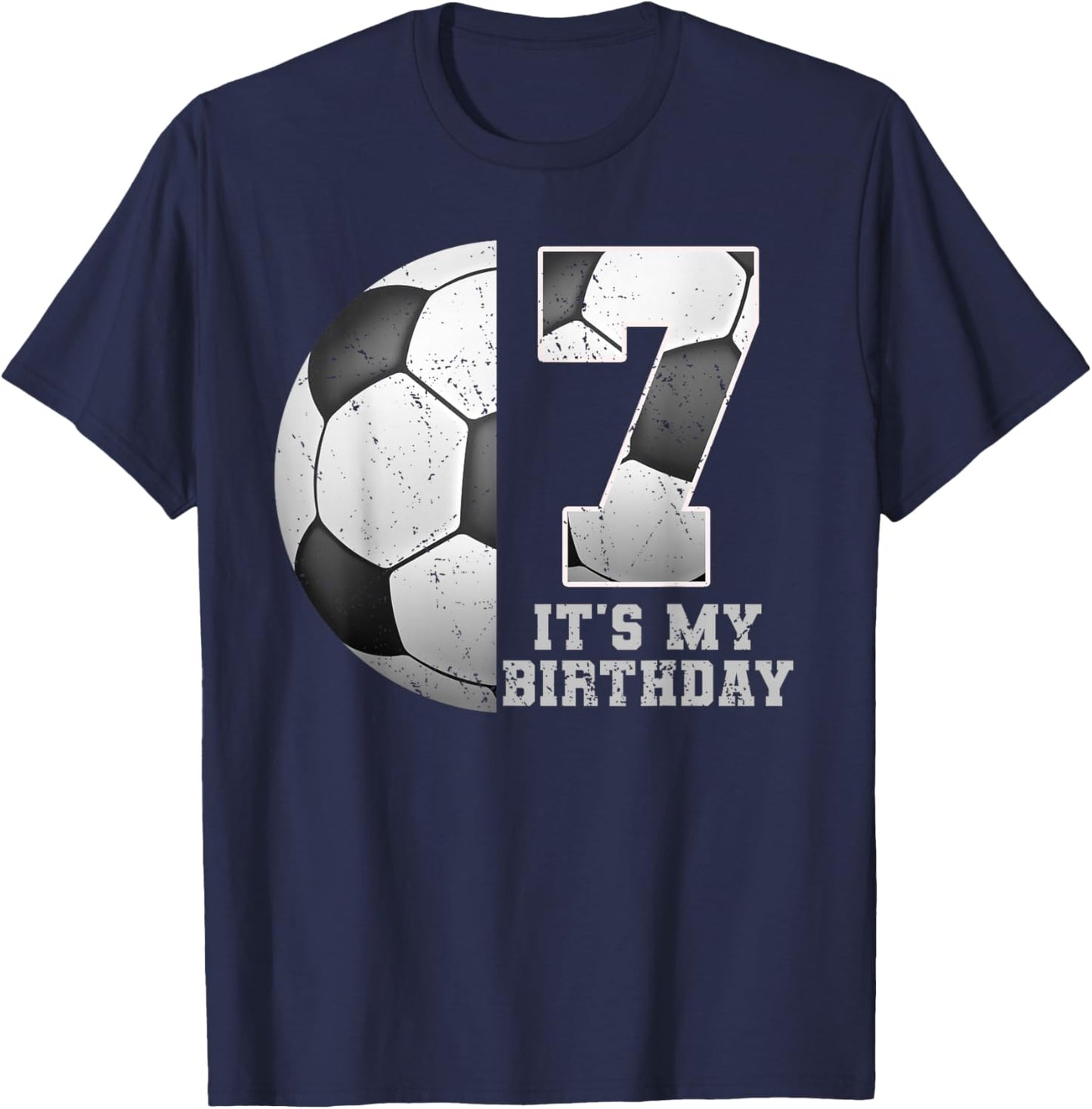 Birthday Boy 7 Soccer Its My 7th Birthday Boys Soccer T-Shirt - T-Shirt | Navy
